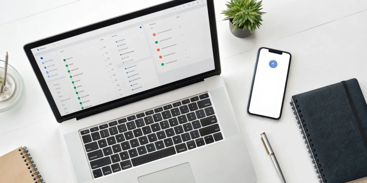 Simple inventory management software displayed on a laptop and smartphone.