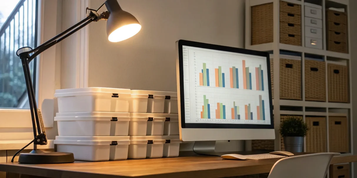 A computer screen showing a free inventory stock management software dashboard with charts.