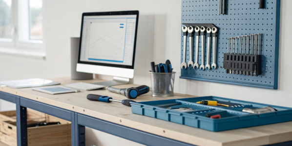 Small business inventory management software on a computer screen.