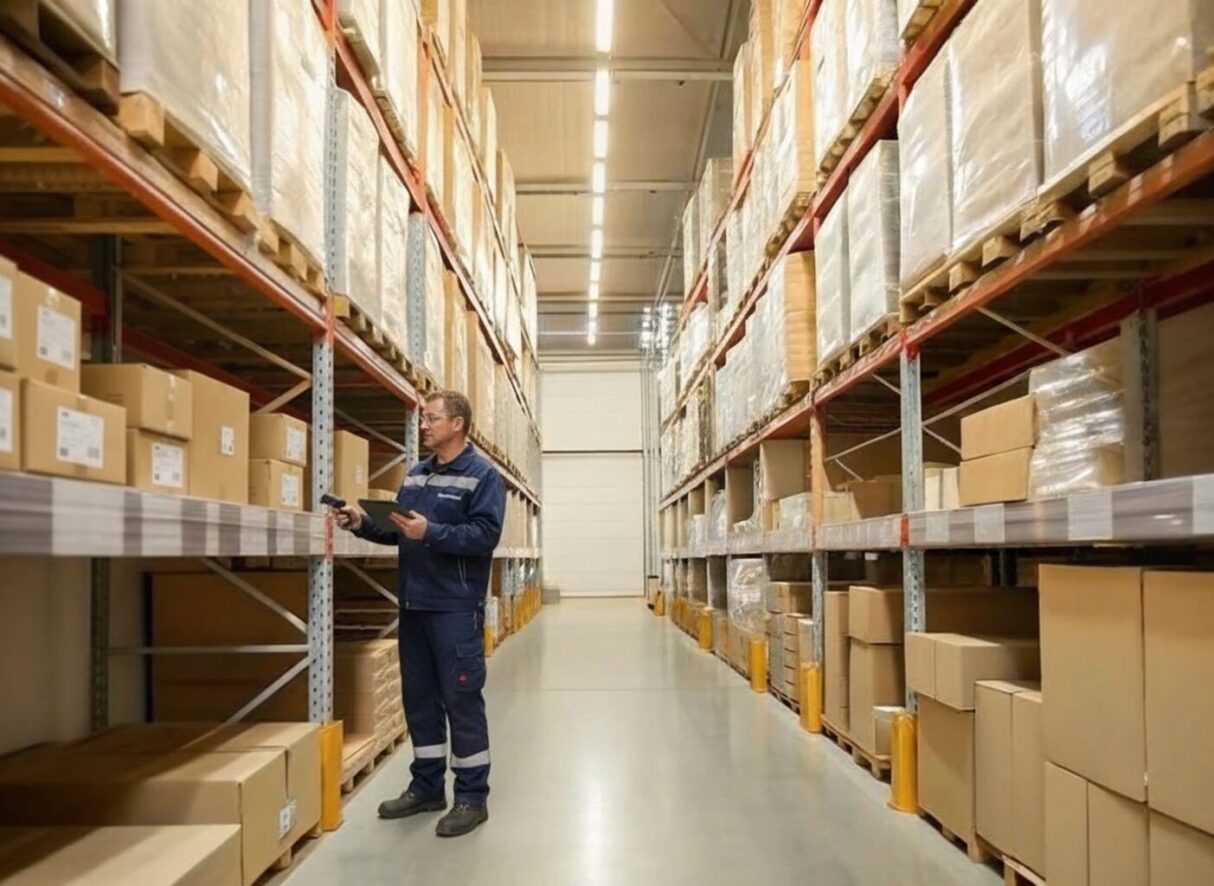 A worker in a warehousee